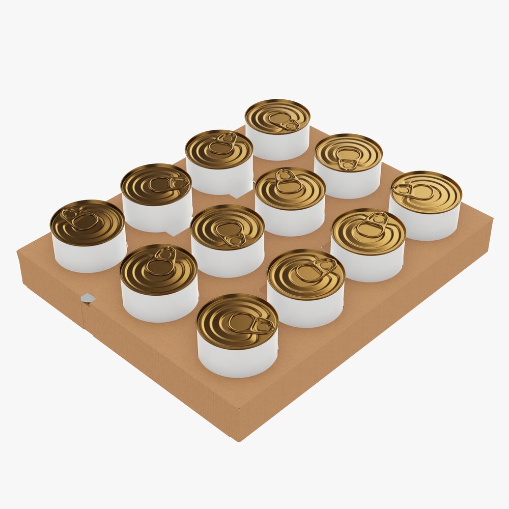 Food Tin Can Shipping Tray Modello 3D