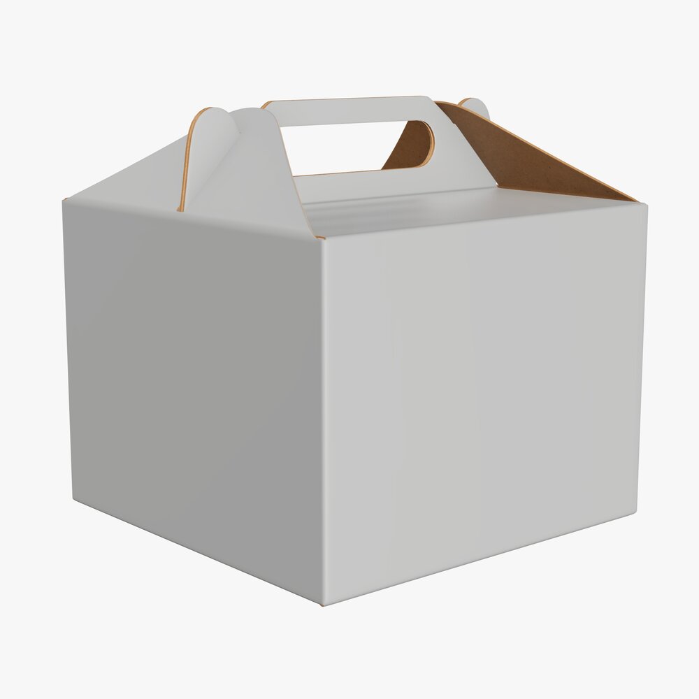 Gable Box Cardboard Food Packaging 02 White Modèle 3D