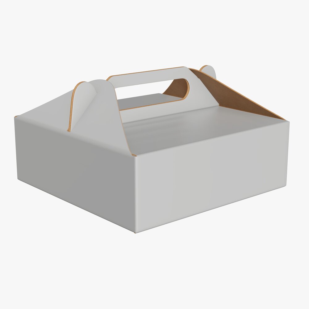 Gable Box Cardboard Food Packaging 03 White Modèle 3D