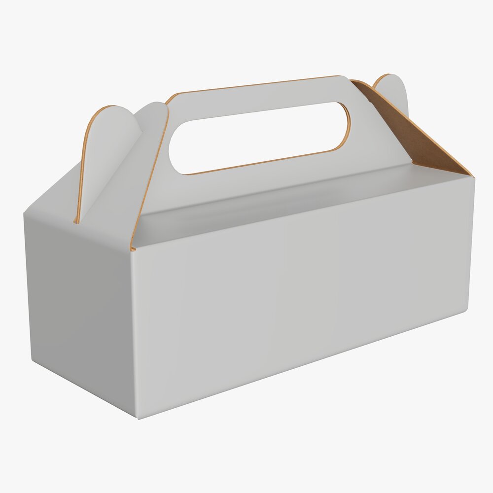 Gable Box Cardboard Food Packaging 04 White Modèle 3D
