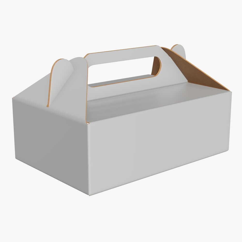 Gable Box Cardboard Food Packaging 05 White Modèle 3D