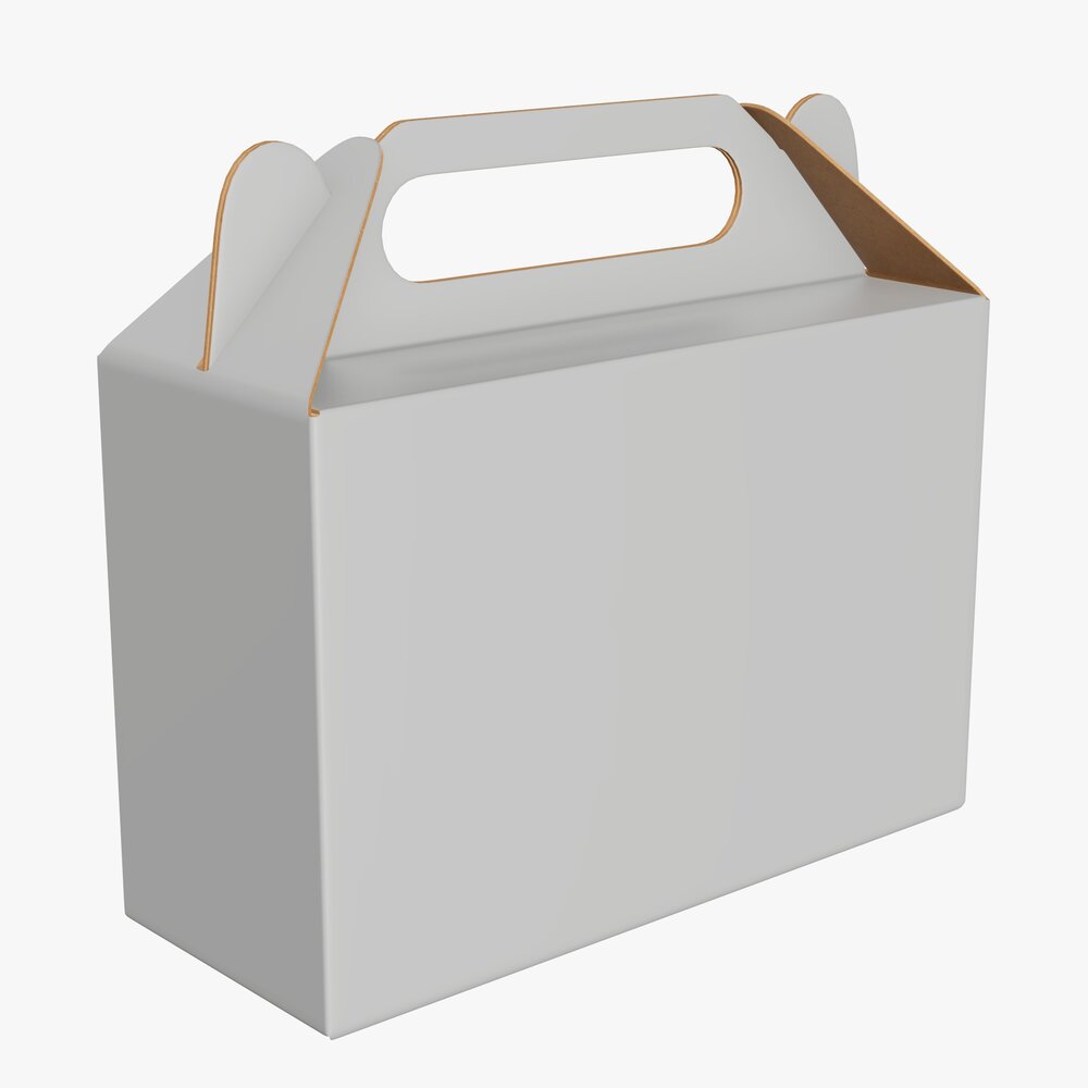 Gable Box Cardboard Food Packaging 06 White 3D-Modell