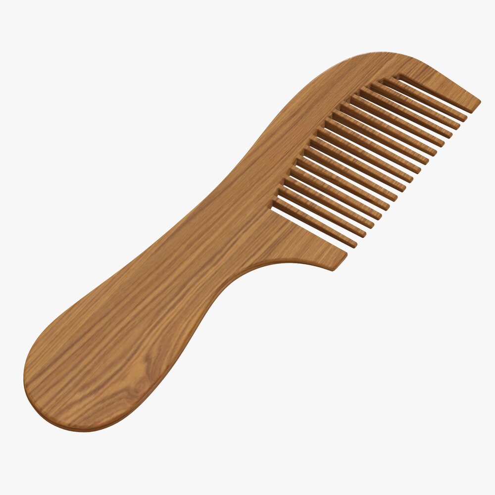 Hair Comb Wooden Type 4 3D model