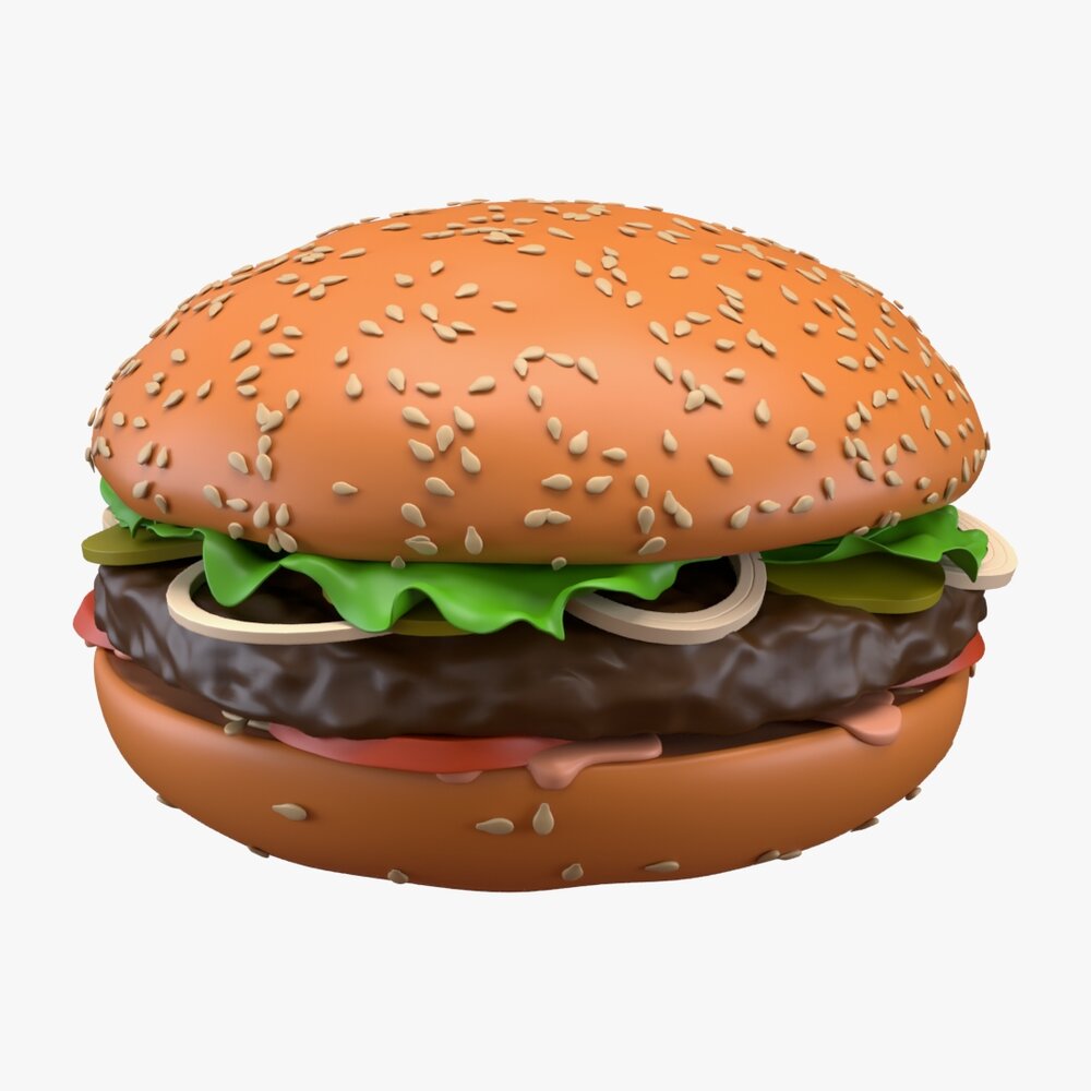 Hamburger Fast Food 01 Stylized Modelo 3d