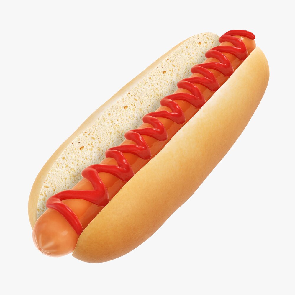 Hot Dog With Ketchup Modèle 3D