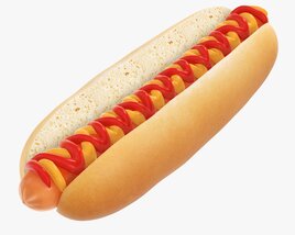 Hot Dog With Ketchup Mustard 3D 모델 