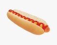Hot Dog With Ketchup Mustard 3D模型