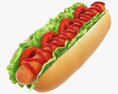 Hot Dog With Ketchup Salad Tomato 3D模型