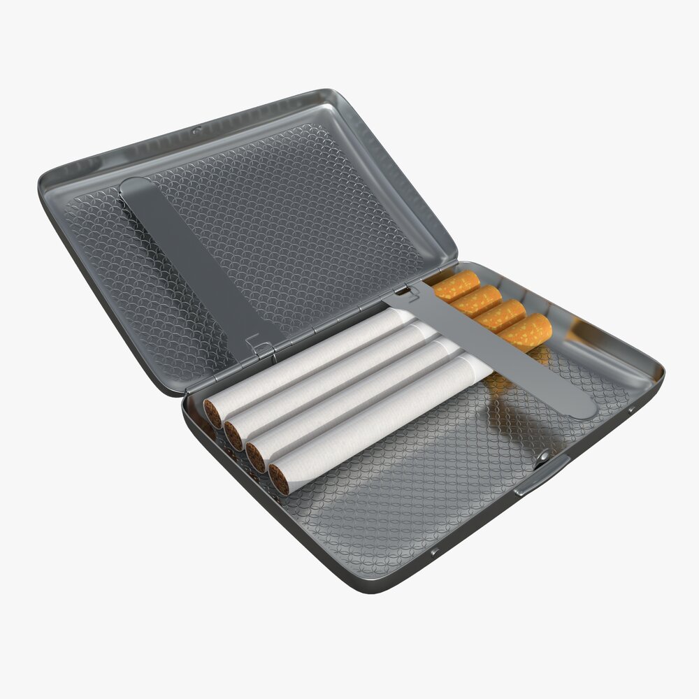 Metal Cigarette Case Box 01 Open 3D 모델 