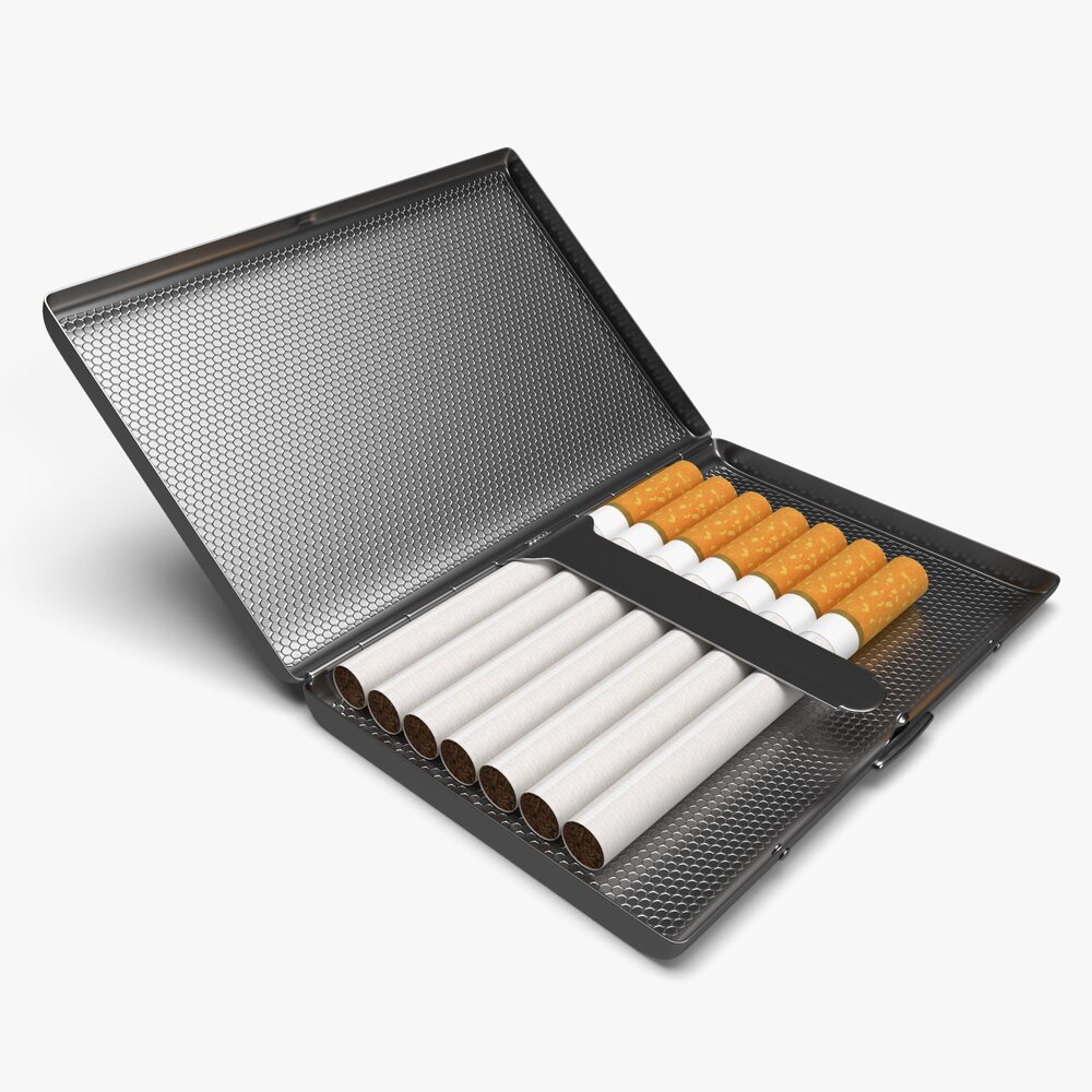 Metal Cigarette Case Box 02 Open 3D 모델 
