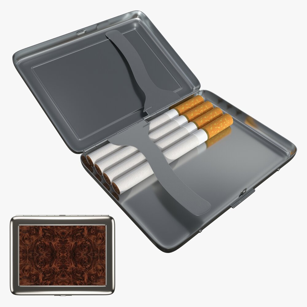 Metal Cigarette Case Box 03 Open 3D 모델 