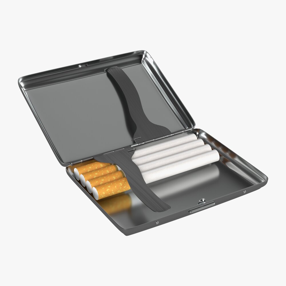 Metal Cigarette Case Box 04 Open 3D 모델 