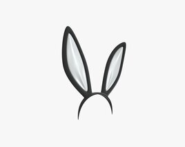 Headband Bunny Ears Black and White 3D model