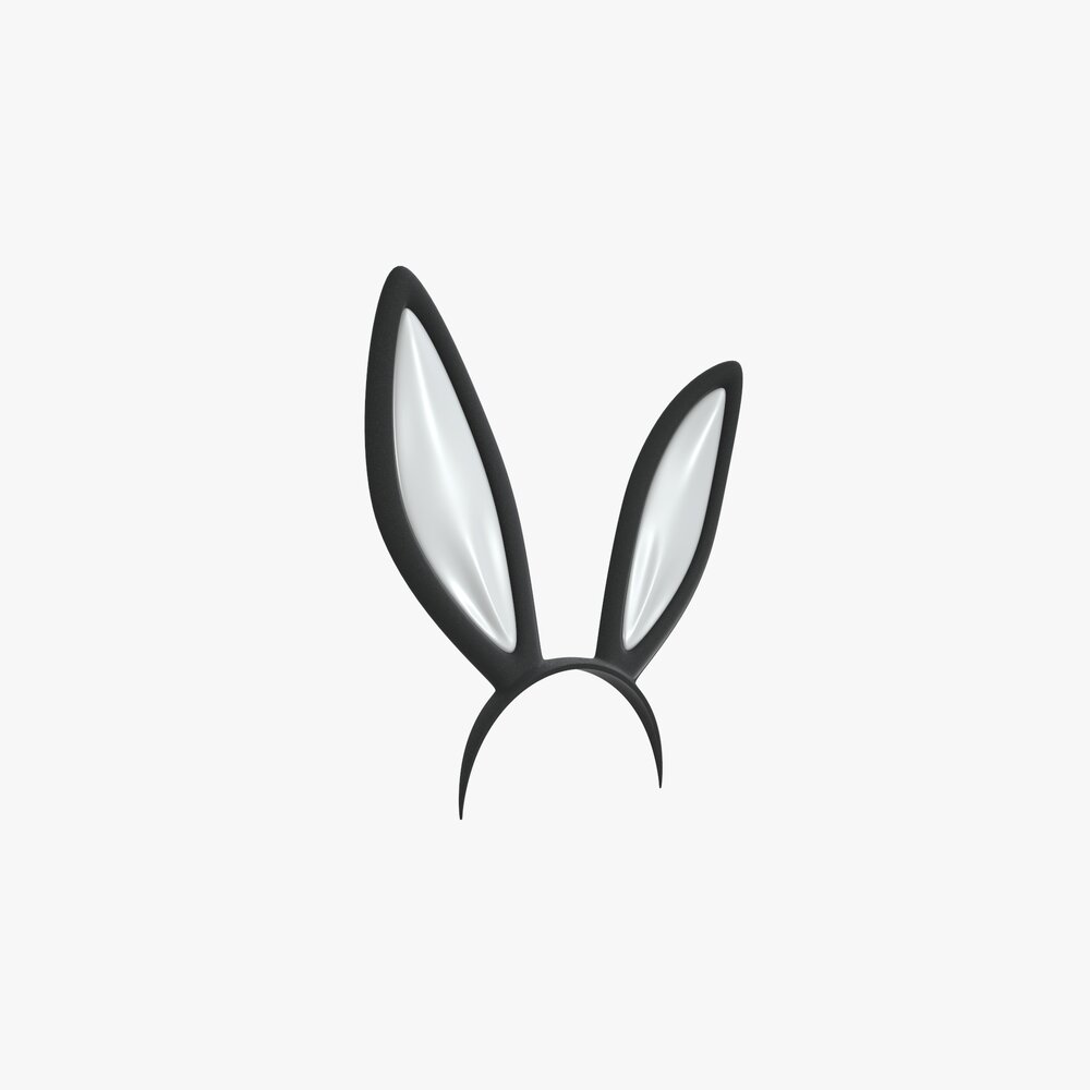 Headband Bunny Ears Black and White Modelo 3d