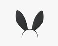 Headband Bunny Ears Black and White 3d model