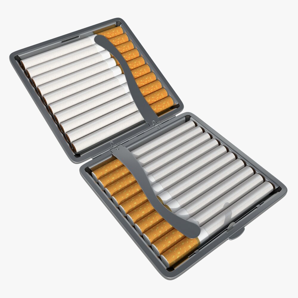 Metal Cigarette Case Box 05 Open 3D 모델 