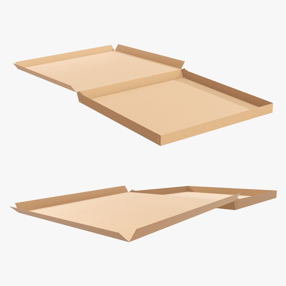Pizza Cardboard Box Open 03 3D model