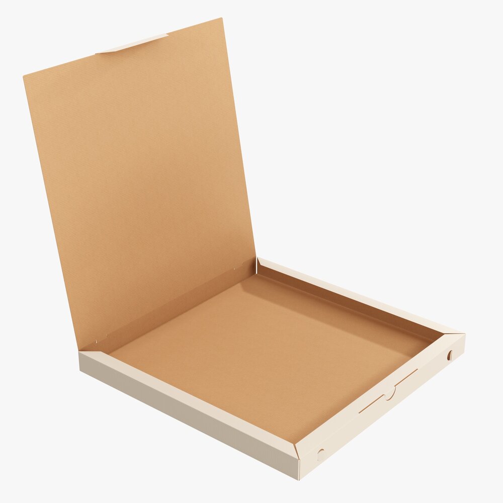 Pizza Small Cardboard Box Open 01 Modello 3D