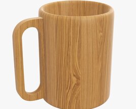 3D model of Wooden Mug Big Tableware