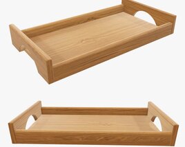 Wooden Tray With Handles Tableware 3D 모델 