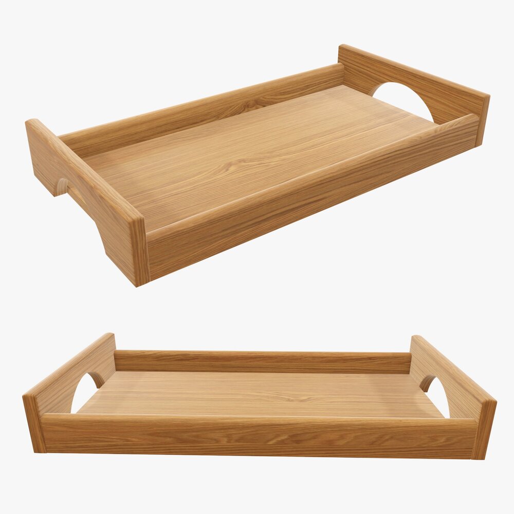 Wooden Tray With Handles Tableware Modelo 3d