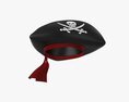 Pirate Tricorn Hat With Skulls And A Red Bandana 3D 모델 