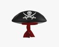 Pirate Tricorn Hat With Skulls And A Red Bandana 3D 모델 