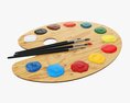 Art Palette With Paints And Brushes 3D-Modell