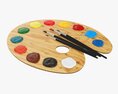 Art Palette With Paints And Brushes 3D модель