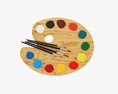 Art Palette With Paints And Brushes Modelo 3D