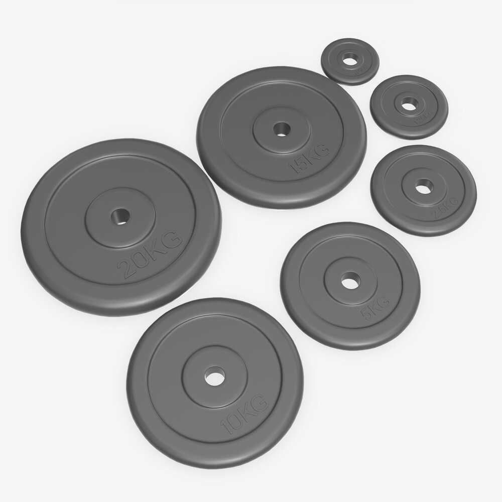 Barbell Rubberized Weight Set 3D model