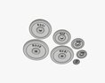 Barbell Weight Plate Set Chrome 3Dモデル