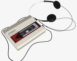 Cassette Tape Player With Headphone 3D model