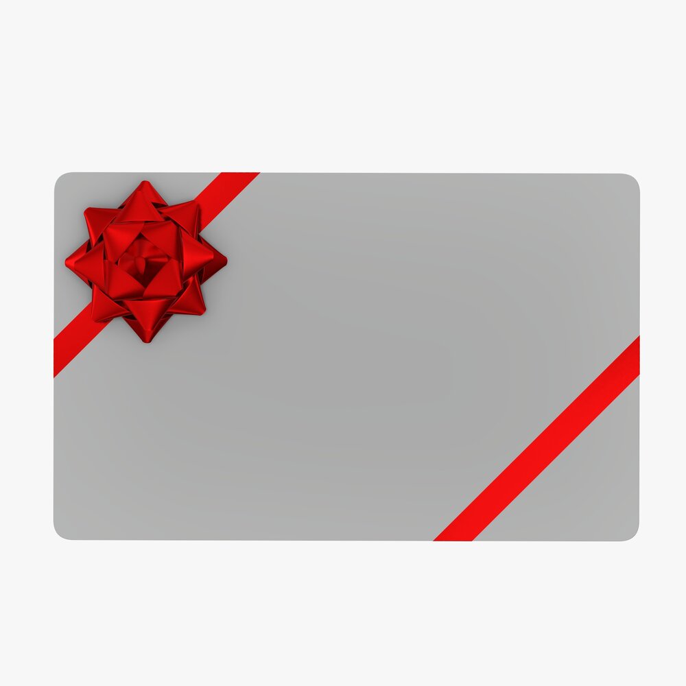Christmas Gift Card With Ribbon 01 Modèle 3d