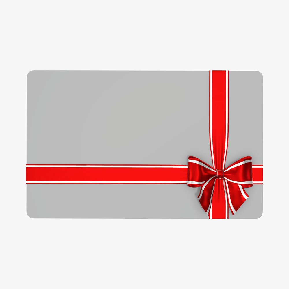 Christmas Gift Card With Ribbon 02 3D-Modell