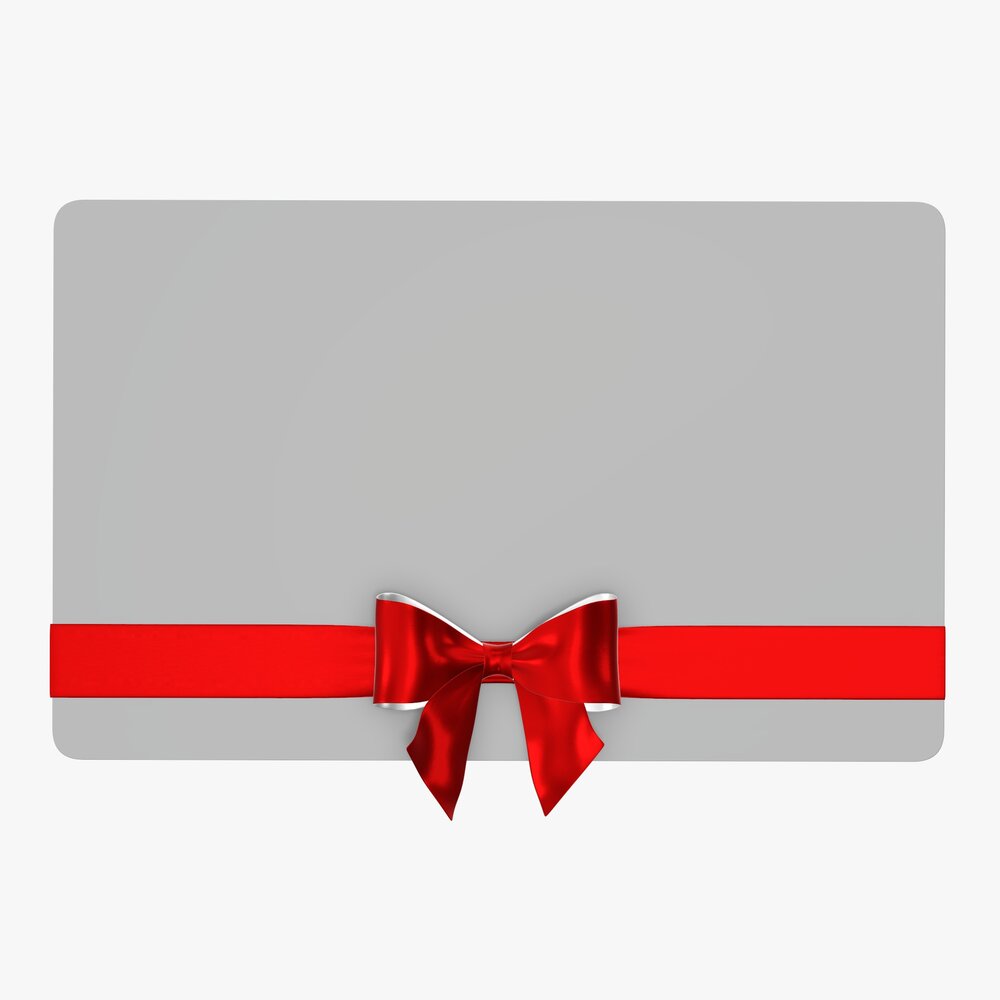 Christmas Gift Card With Ribbon 03 3D模型