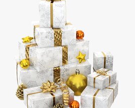 Christmas Gifts With Decorations 01 3D 모델 