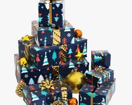 Christmas Gifts With Decorations 01v2 Modello 3D