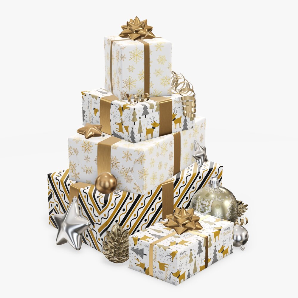 Christmas Gifts With Decorations 03 3D model