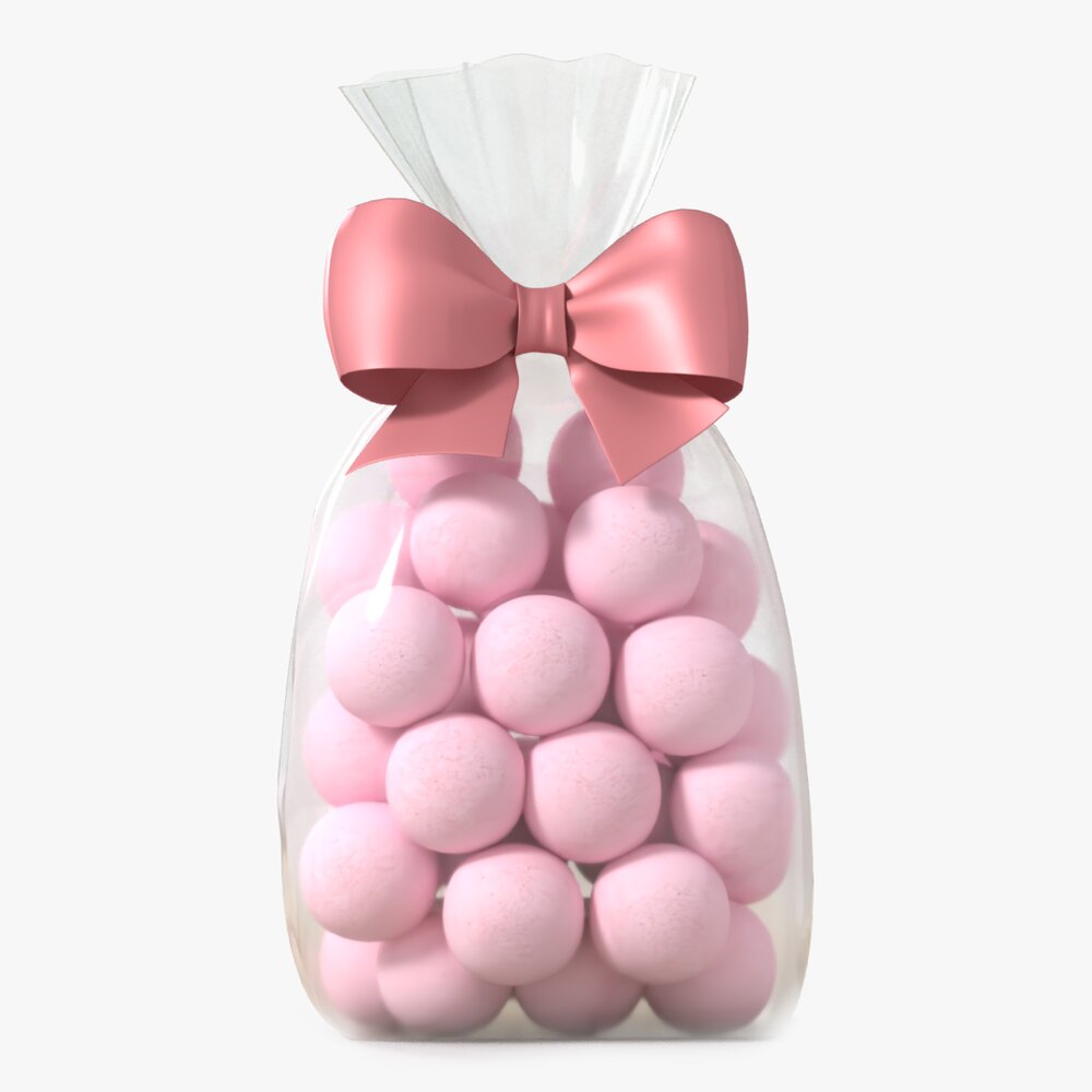 Clear Bag With Bow And Sweets 01 3D модель