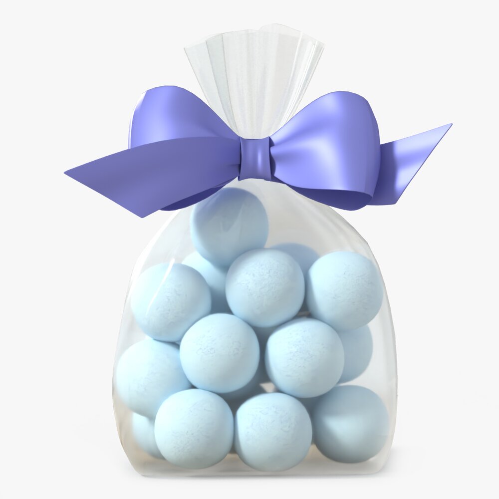 Clear Bag With Bow And Sweets 02 3D model