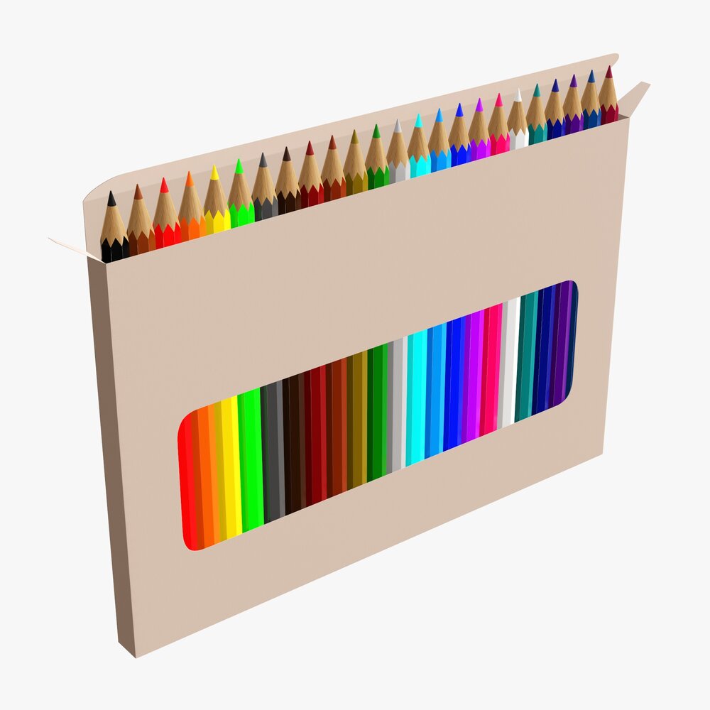 Colored Pencil Box 01 With Window Modèle 3D
