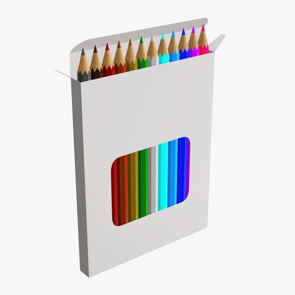 Colored Pencil Box 02 With Window 3D модель