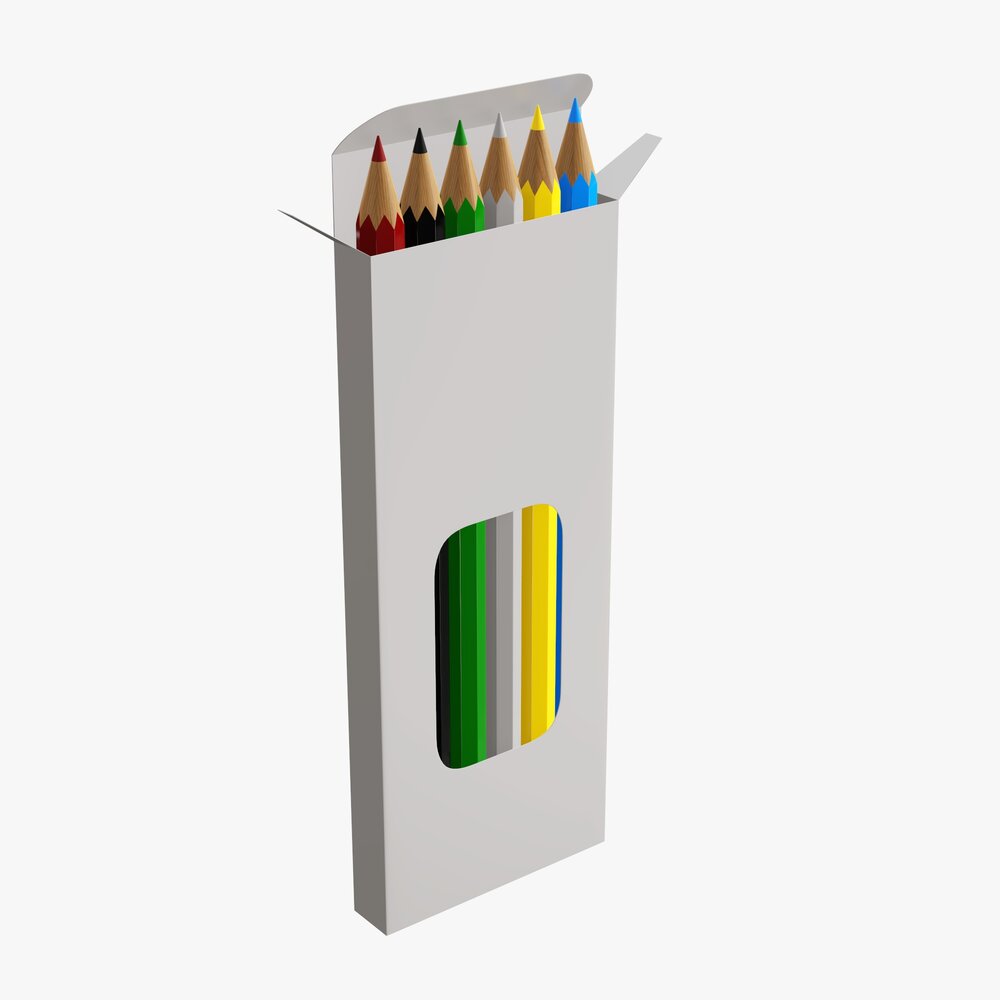 Colored Pencil Box 03 With Window 3D 모델 