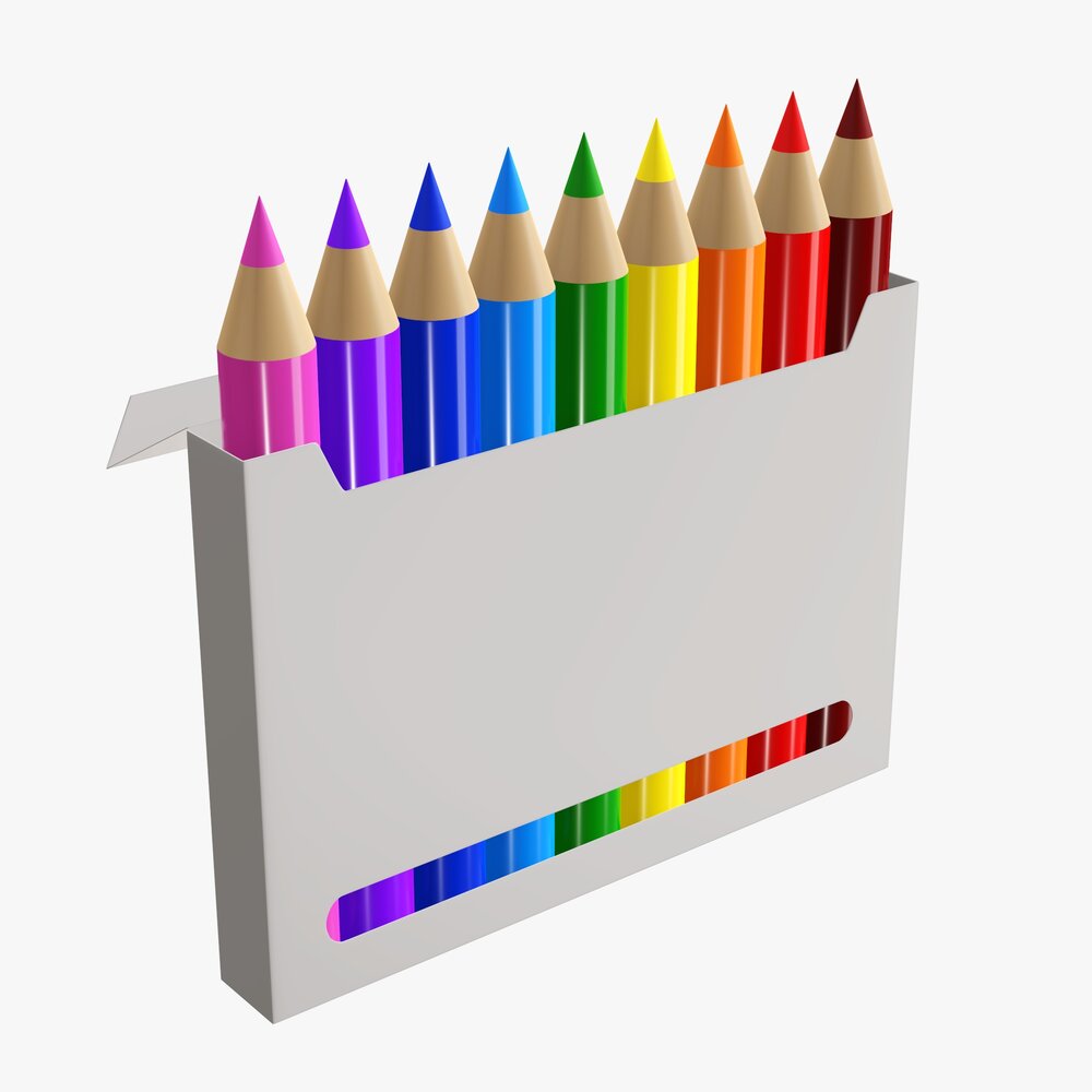 Colored Pencil Box With Window 3D 모델 