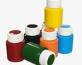Color Gouache Paint Jars 3d model
