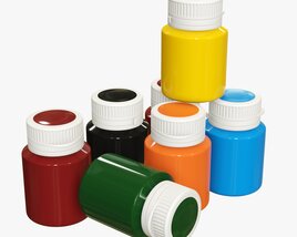 Color Gouache Paint Jars Modelo 3d