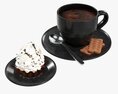 Cupcake With Coffee And Cookies 3d model