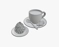 Cupcake With Coffee And Cookies 3d model