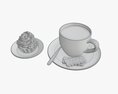Cupcake With Coffee And Cookies Modello 3D